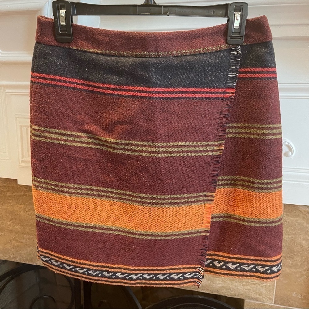 AS: Loft Woven Blanket Tapestry Skirt Brown Orange Sz 6
